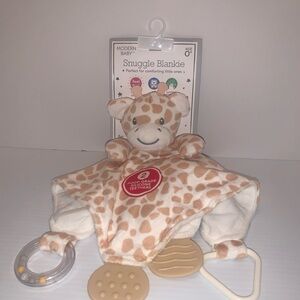 Beige Giraffe Snuggle Blankie with Teethers